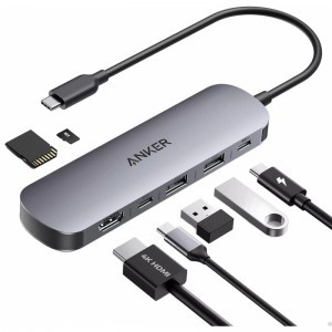 USB-C Hub Anker, 2 x USB-A 3.0 - 2 x USB-C - 1 x HDMI - 1 x SD - 1 x microSD, Szürke A83D2HA1