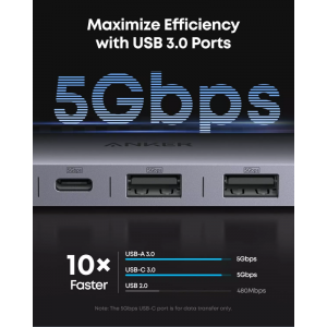 USB-C Hub Anker, 2 x USB-A 3.0 - 2 x USB-C - 1 x HDMI - 1 x SD - 1 x microSD, Szürke A83D2HA1-3