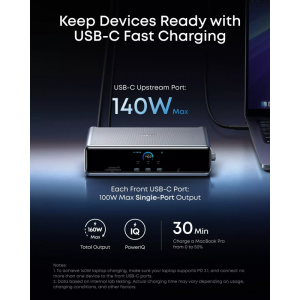 Anker Prime Hub, 3 x USB-A - 4 x USB-C - 1 x DisplayPort - 2 x HDMI - 1 x Jack 3.5mm - 1 x RJ45 - 1 x SD - 1 x microSD, Szürke A83B33A1-6