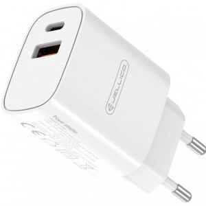 JELLICO fali töltő WJ-C60 PD 20W 1xUSB-C + 1xUSB QC3.0 + USB-C - USB-C kábel Fehér-4
