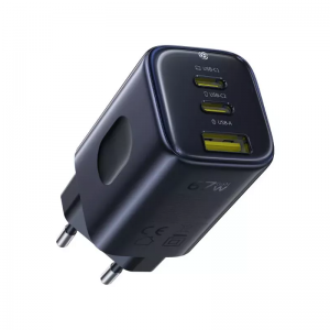 Baseus PicoGo AE11 hálózati USB-C töltő adapter, 67W, 3.35A, 1 x USB-A - 2 x USB-C, fekete