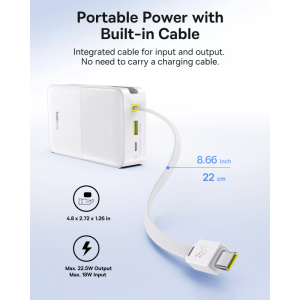 Powerbank Baseus EnerFill Bipow2 Pro, 20000mAh, 22.5W, QC + PD, Fehér E0027700-2
