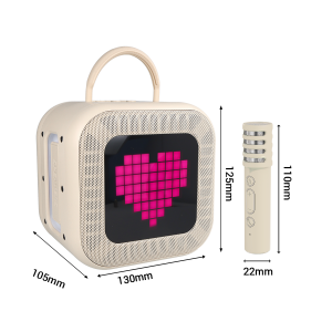 Blavec Hordozható Bluetooth Hangszóró WS-09 Karaoke Fun - 10W két mikrofonnal és kijelzővel (WS09-2MBE) bézs-1