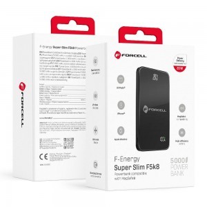 FORCELL F-ENERGY F5K8 Szuper Vékony powerbank MagSafe-kompatibilis PD3.0 QC4.0 15W 5000 mAh fekete-1