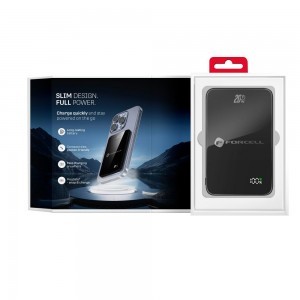 FORCELL F-ENERGY F5K8 Szuper Vékony powerbank MagSafe-kompatibilis PD3.0 QC4.0 15W 5000 mAh fekete