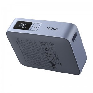 Ugreen PB584 10000 mAh Power Bank, USB + USB-C, 33 W, beépített kábellel (szürke)-8