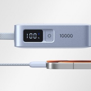 Ugreen PB584 10000 mAh Power Bank, USB + USB-C, 33 W, beépített kábellel (szürke)-3