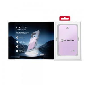 Forcell F-Energy SuperSlim F5K8 QC4.0 PD3.0 15W 5000 mAh lila MagSafe-kompatibilis powerbank-1