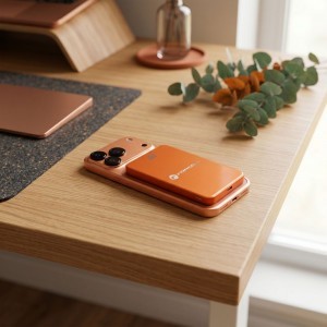 Narancssárga Forcell F-Energy SuperSlim F5K8 MagSafe-kompatibilis powerbank QC4.0 PD3.0 15W 5000 mAh-4