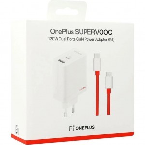 OnePlus SUPERVOOC 120W Dual USB-A + USB-C Utazótöltő + USB-C/USB-C Kábel Fehér-3