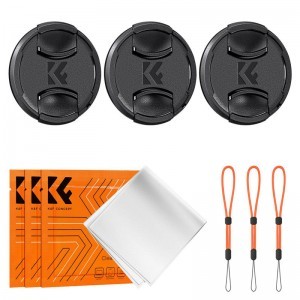 K&F Concept 77mm 3 db objektívsapka zsinórral + 3db törlőkendő
