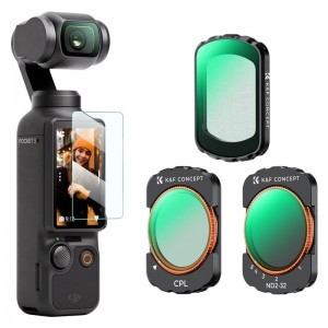 K&F Concept szűrő készlet DJI Osmo Pocket 3, Pocket 4 kamerához, CPL + Black Mist 1/4 + ND2-32