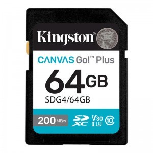 Kingston SDXC 64GB Canvas Go Plus Gen4 200R C10 UHS-I U3 V30 memóriakártya