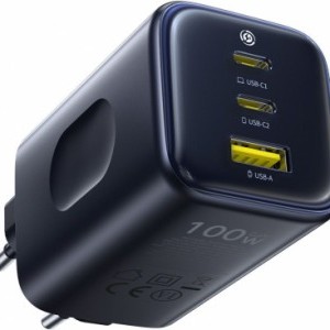 Hálózati töltőadapter Baseus PicoGo AE11, 100W, 5A, 1 x USB-C - 2 x USB-C, Fekete