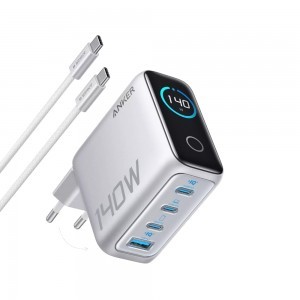 Anker - Fali töltő (B2697G41) - 3x USB-C, USB, 140W, Gyors töltés Type-C kábellel - Szürke
