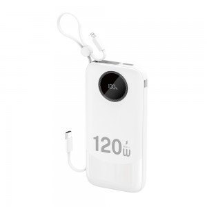 Dudao K13 10000mAh Powerbank beépített kábellel - Fehér