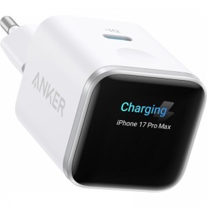 Fali töltő Anker Nano Display, 45W, 3A, 1 x USB-C, Fehér A121DG21