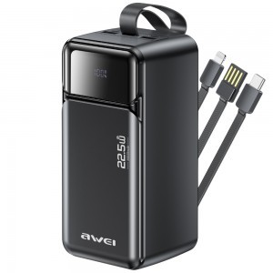 Awei PA-107 50000 mAh 22,5 W PD powerbank, fekete