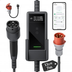dé 11 kW hordozható elektromos autó töltő 7 m kábellel (APP VERSION) Type-2