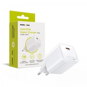 Mobile Origin GaN 67 W Super Charger egyportos USB-C PW6 hálózati töltő, fehér