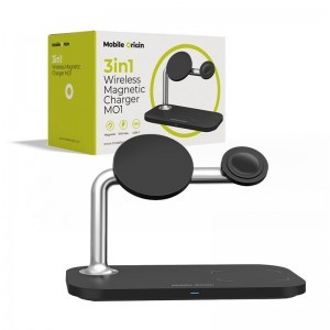 Mobile Origin MO1 3 az 1-ben mágneses vezeték nélküli töltő, fekete