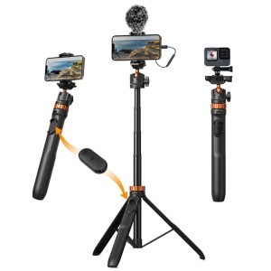 K&F Concept MS04 Állvány/Selfie bot telefonhoz + GoPro adapter (fekete)