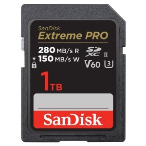 Sandisk 1 TB SDXC Extreme Pro memóriakártya 280/150 MB/s, UHS-II, V60, C10