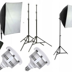 10 az 1-ben készlet 2x 1600 W-os LED lámpa 3000–6500 K távirányítóval, 50x70 softboxszal, 230 cm-es állvánnyal / 2x LED803