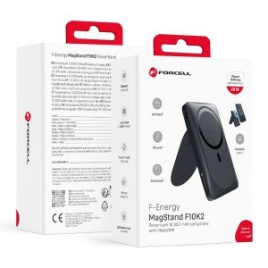 FORCELL F-ENERGY F10K2 MagStand powerbank MagSafe PD QC3.0 5A 20W 10 000mAh fekete