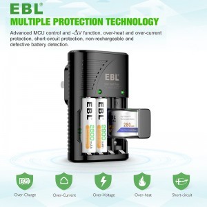 EBL 4 foglalatos AA/AAA/9V akkumulátor töltő (TB-6802ER)-5