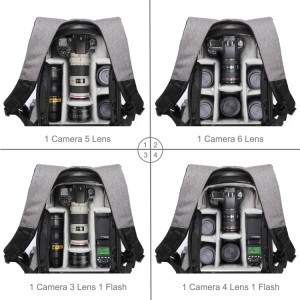 PULUZ 14W napelemes, fotós hátizsák USB csatlakozással szürke színben (PU5012H)-4