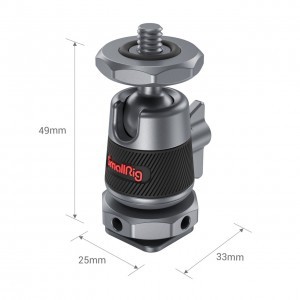 SmallRig mini gömbfej 1/4-es csatlakozással, vakupapucs adapterrel (2795)  -3