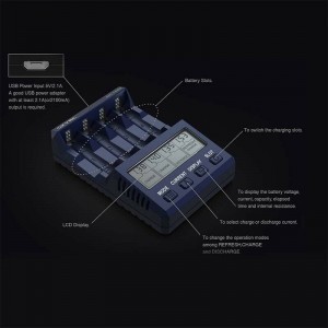 SKYRC NC1500 4 foglalatos USB-s akkumulátor töltő LCD kijelzővel AA, AAA akkumulátorokhoz (SK100154)-1