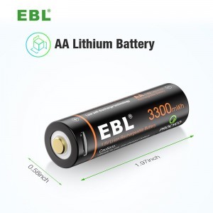 EBL 4db 1.5V AA USB-s akkumulátor 4 az 1-ben USB töltőkábellel (TB-1443)-1