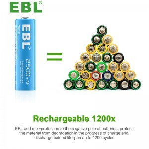 EBL ceruza akkumulátor AA 2500mAh 10db NI-MH (LN-CH8125)-4