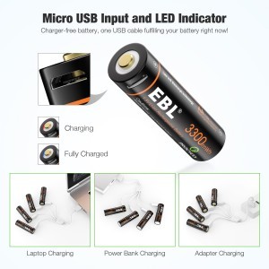 EBL 4db 1.5V AA USB-s akkumulátor 4 az 1-ben USB töltőkábellel (TB-1443)-7