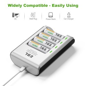 EBL micro USB-s akkumulátor töltő 4db foglalattal AA/AAA (LN-6420)-5